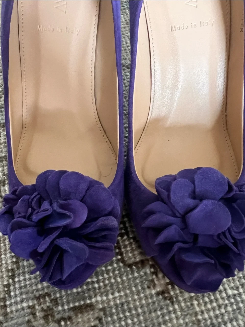 J. Crew Purple Suede Floral Toe Pumps Made in Italy 8